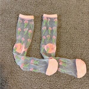 Cottage-Core Cutie Flower Lace See- Through Socks